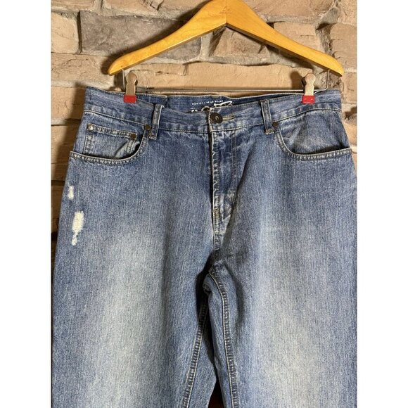 Vintage One Tough Brand Light Wash Distressed Jeans 36x30 - Picture 2 of 13